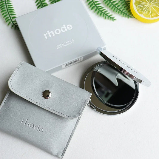 New Rhode Haley Same Style Fashion Portable Women Stainless Steel Makeup Mirror Hand Pocket Folded-Side Cosmetic Make Up Mirror