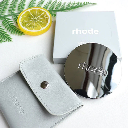 New Rhode Haley Same Style Fashion Portable Women Stainless Steel Makeup Mirror Hand Pocket Folded-Side Cosmetic Make Up Mirror